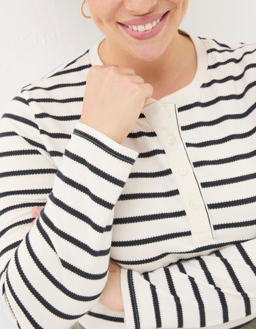 Shop Fatface Plus Size Hettie Stripe Henley Top In Ivory