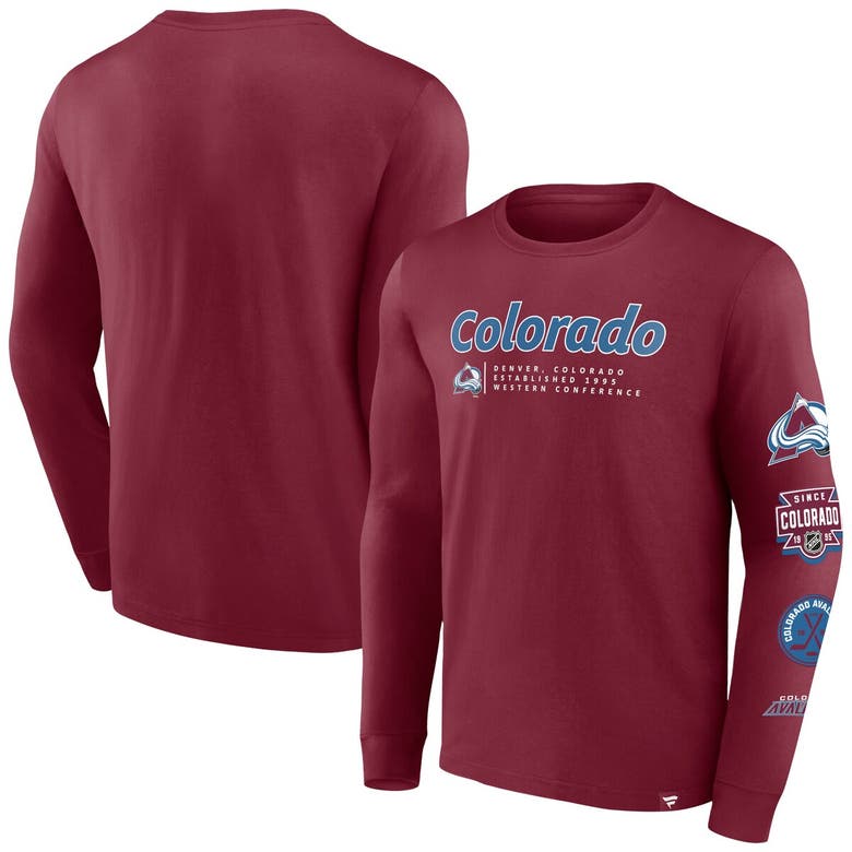 Shop Fanatics Branded Burgundy Colorado Avalanche Strike The Goal Long Sleeve T-shirt