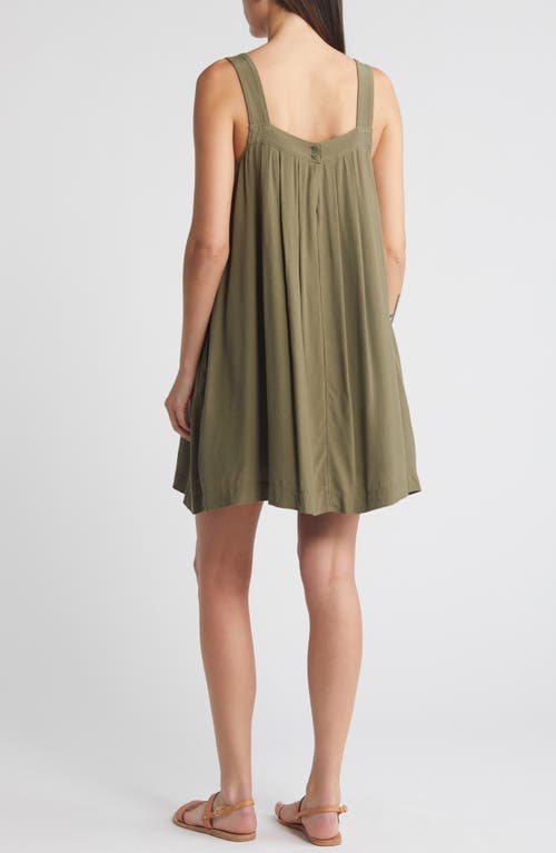 Shop Treasure & Bond Pleated Sleeveless Shift Minidress In Olive Kalamata