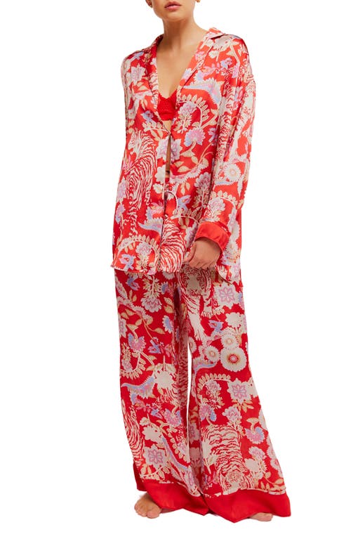 Shop Free People Dreamy Days Print Pajamas In Flame Red Combo