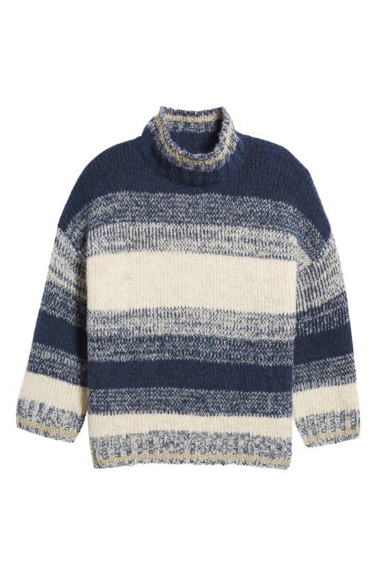 Wit & Wisdom Ombré Stripe Turtleneck Sweater In Navy Multi