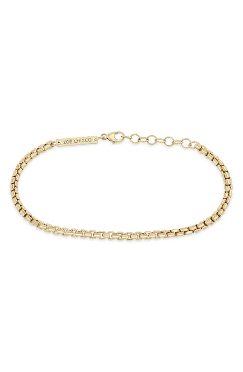 Zoë Chicco Box Chain Bracelet in Yellow Gold at Nordstrom, Size 7