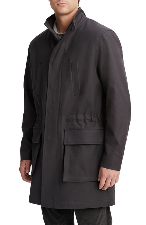 Shop Vince Cotton Parka With Removable Faux Shearling Hood In Soft Black/deco Crea