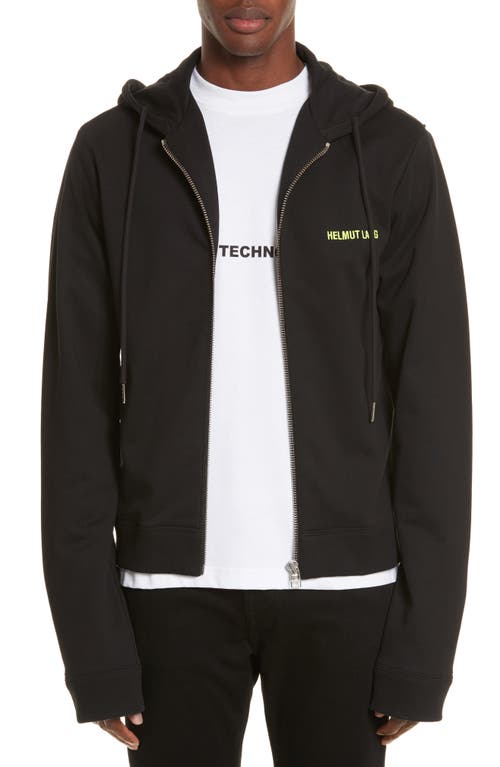 Helmut Lang Zip Hoodie in Black/Lime at Nordstrom, Size Small