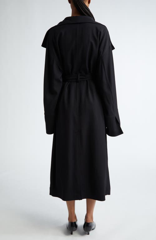 Shop Totême Toteme Signature Twill Belted Coat In Black