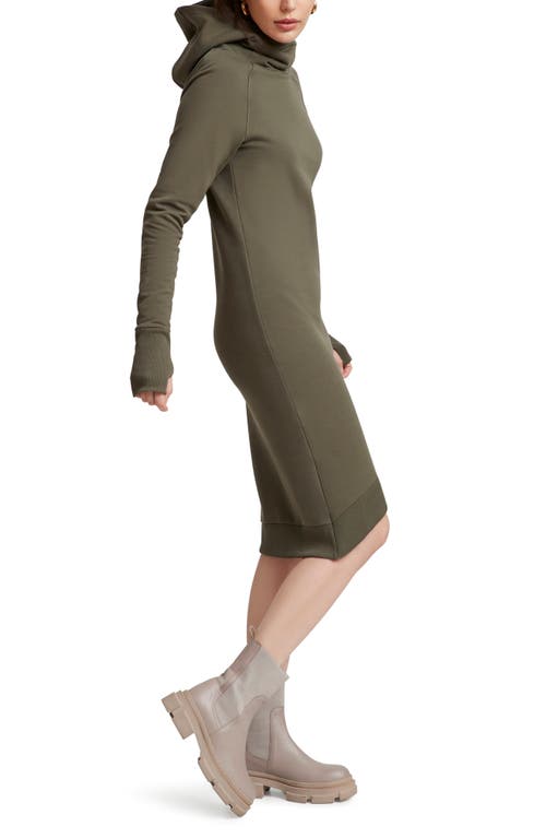 Marcella Walker Long Sleeve Hooded Sweatshirt Dress In Olive