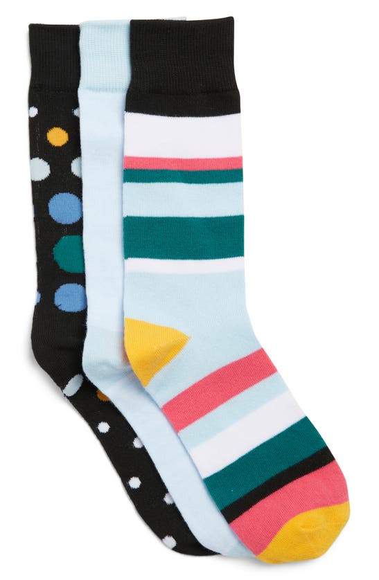 Nordstrom Rack Ultra Soft Patterned Crew Socks In Blue Falls- Pink Stp Multi