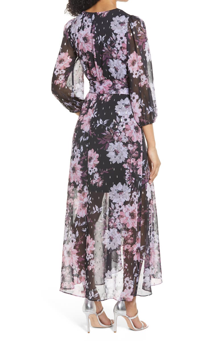 Eliza J Floral Metallic Fleck High/Low Dress | Nordstrom