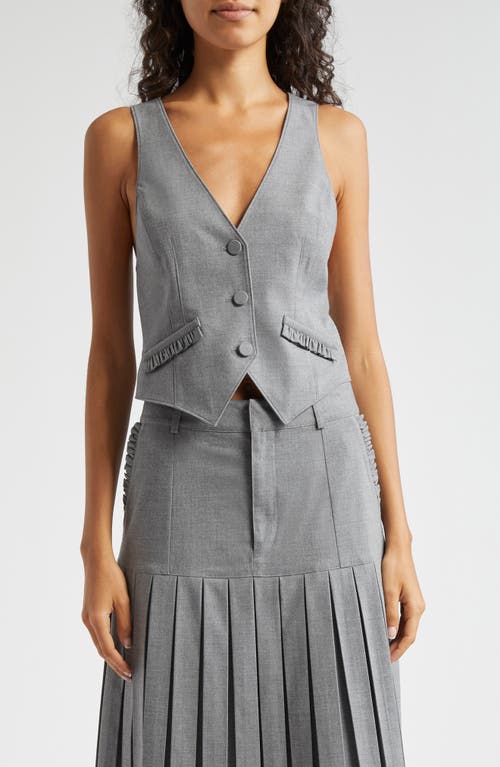 Shop Cinq À Sept Bane Ruffle Trim Vest In Steel Grey