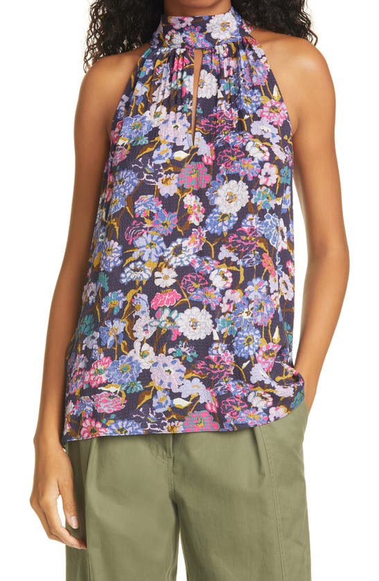 TANYA TAYLOR KENDALL PUCKERED SILK HALTER NECK TOP,P20T663153