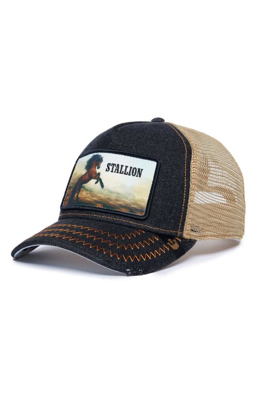 . The Stallion Patch Trucker Hat in Charcoal