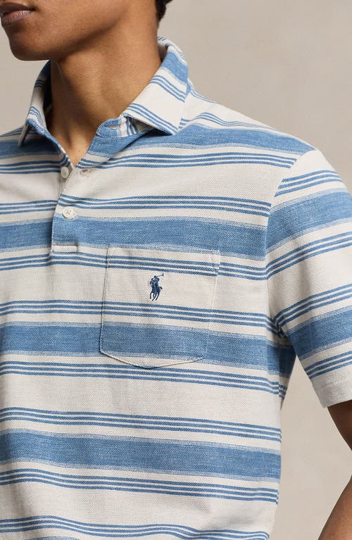 Shop Polo Ralph Lauren Stripe Pocket Piqué Knit Polo In Patina Stripe