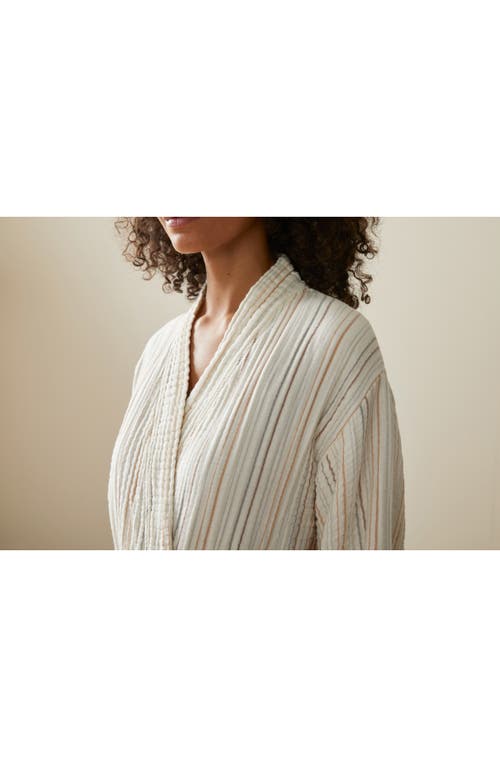 Coyuchi Organic Cotton Robe In Undyed W/warm Stripe