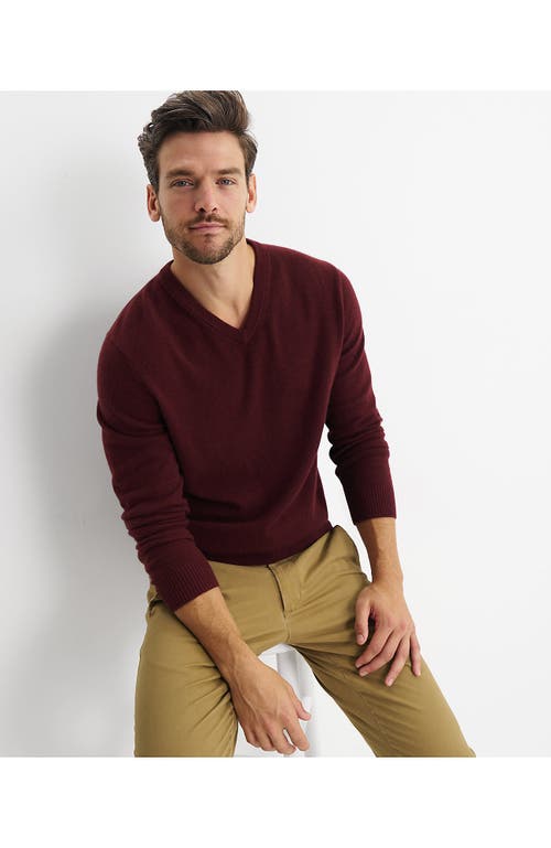 Shop Lands' End Fine Gauge Cashmere V-neck Sweater In Mulled Wine Heather