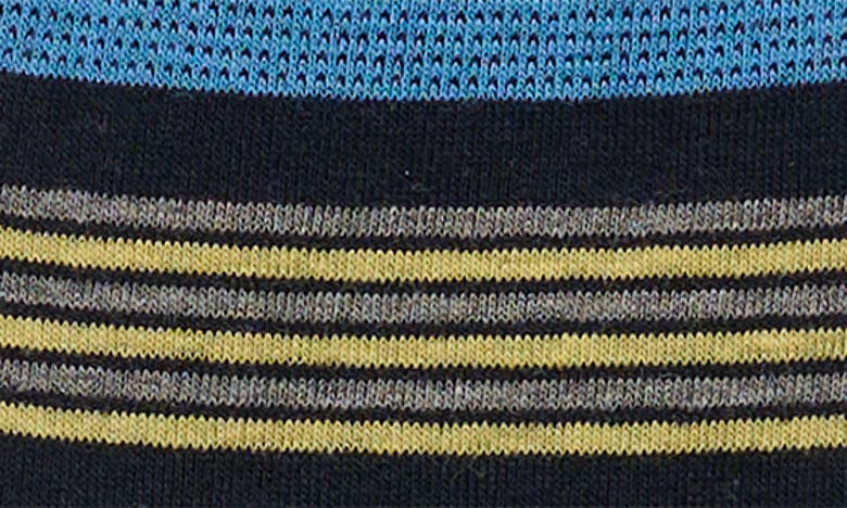 Shop Cole Haan Textured Birds Eye Stripe Crew Socks In Navy