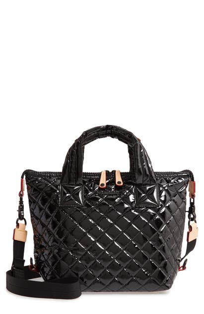 Click to view more detailed imagery on our partner's website Mz Wallace 'small Sutton' Quilted Oxford Nylon Crossbody Bag In Black Lacquer Quilted