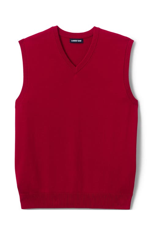 Lands' End School Uniform Cotton Modal Fine Gauge Sweater Vest In Red