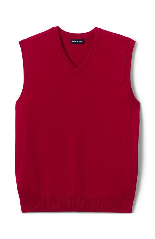 Shop Lands' End School Uniform  Cotton Modal Fine Gauge Sweater Vest In Red