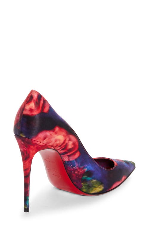 Shop Christian Louboutin Kate Rose Print Silk Satin Crepe Pump In Red Multi/lin Multi