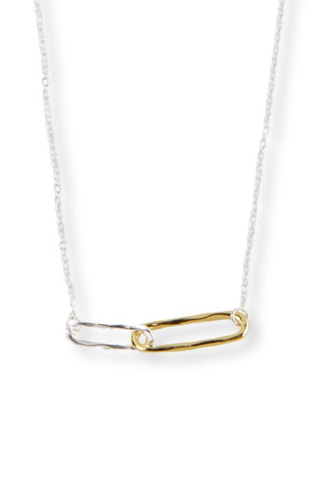 Two-Tone Linked Pendant Necklace