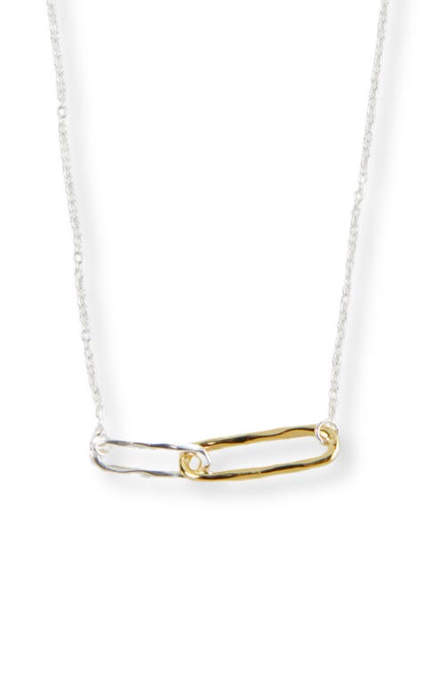 Two-Tone Linked Pendant Necklace in Gold/Sil