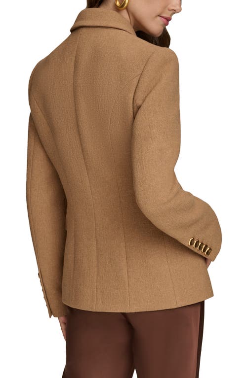 Shop Donna Karan New York Double Breasted Wool Blend Blazer In Camel