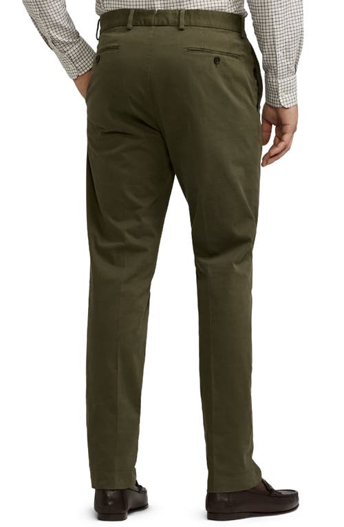 Shop Ralph Lauren Purple Label Flat Front Stretch Cotton Chinos In Thicket Moss