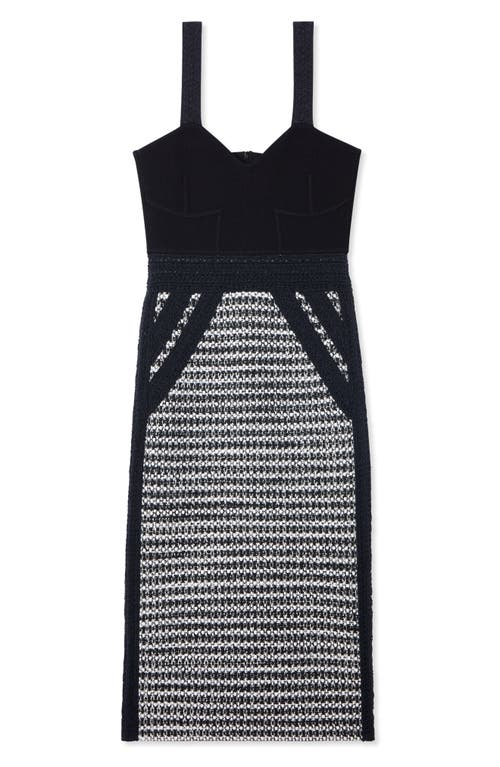 Shop St John St. John Collection Bicolor Mixed Knit Midi Dress In Black/ivory Multi