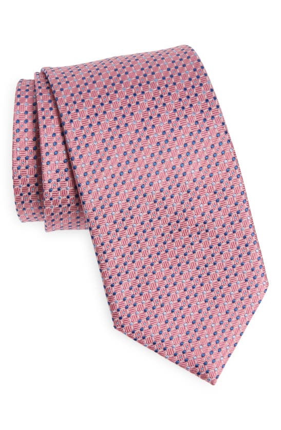 David Donahue Geometric Silk Tie In Pink