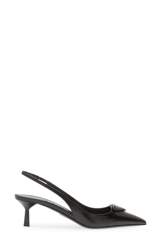 Prada Elegant Leather Slingback Pumps With Pointed Toe In Nero