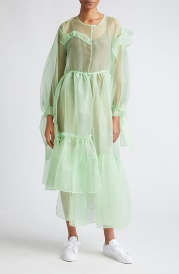 KkCo Nine Twenty-Seven Asymmetrical Ruffle Sheer Organza Dress | Nordstrom