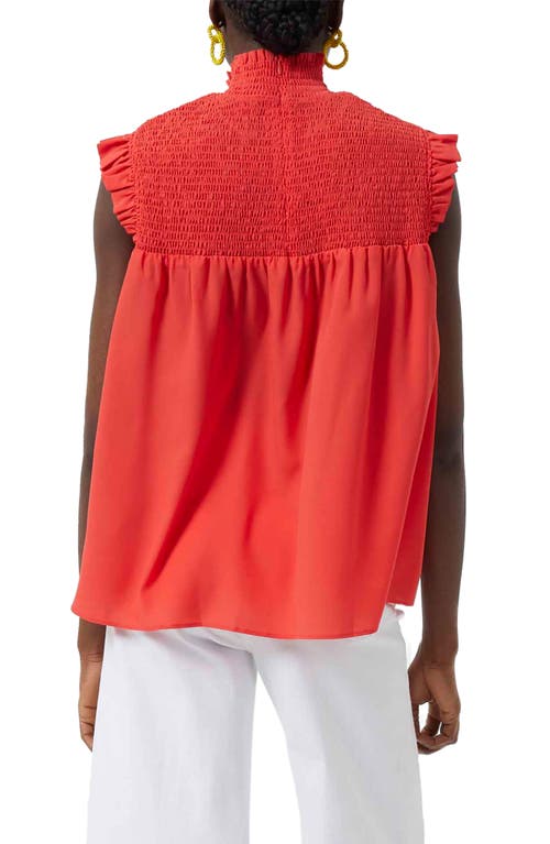French Connection Boza Smocked Sleeveless Top In Hibiscus