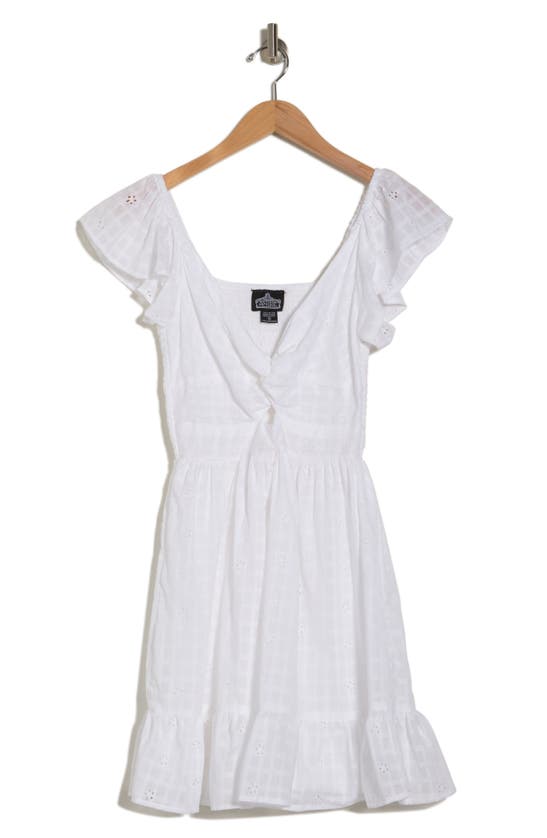 Angie Embroidered Eyelet Cotton Fit & Flare Dress In Ivory