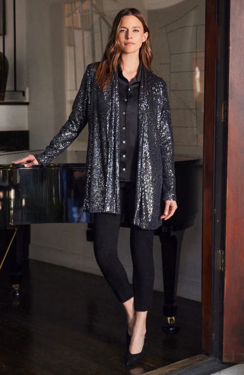 Karen Kane Sequin Jacket In Black Sequin In Smoke