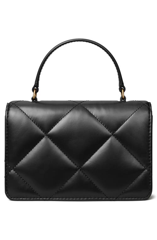 Tory Burch Kira Mini Quilted Leather Top-handle Bag In Black