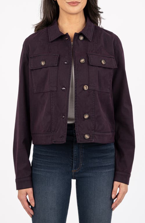 KUT from the Kloth Josalyn Twill Trucker Jacket in Eggplant 