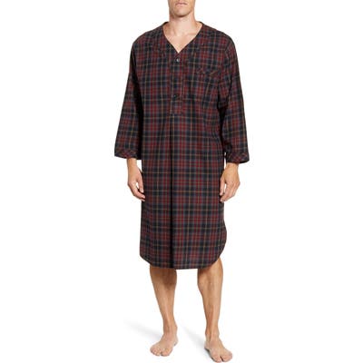 Majestic International Plaid Cotton Flannel Nightshirt, Black