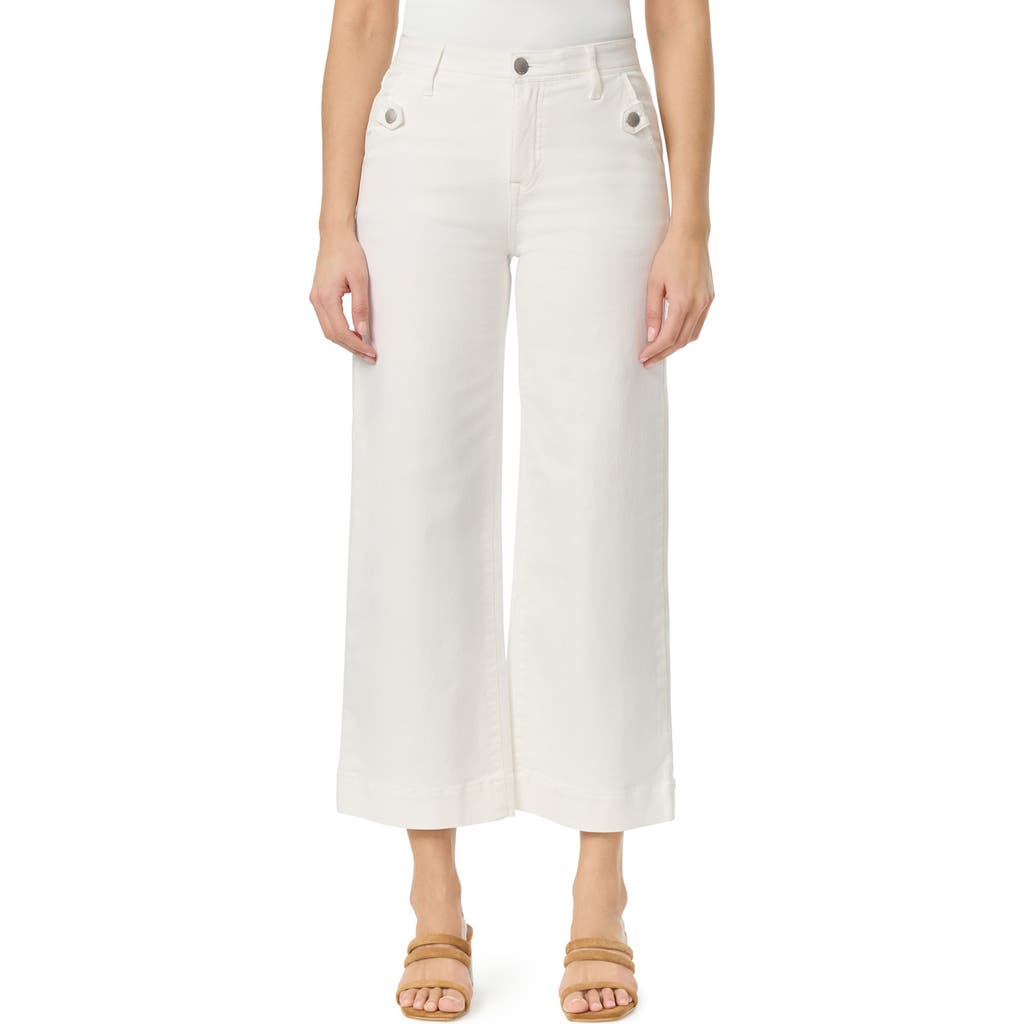 Curve Appeal Tab Wide Leg Crop Jeans In White