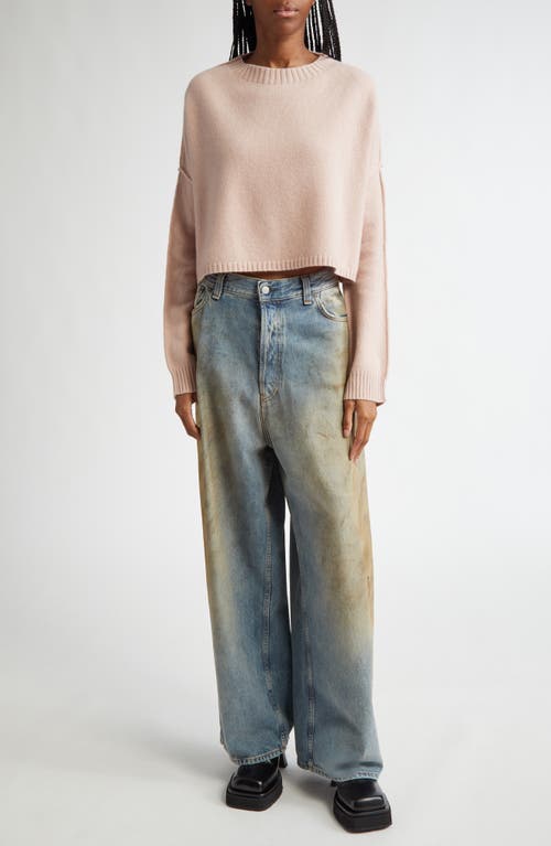 Shop Acne Studios Karat Cool Wool & Cashmere Crop Sweater In Dusty Pink