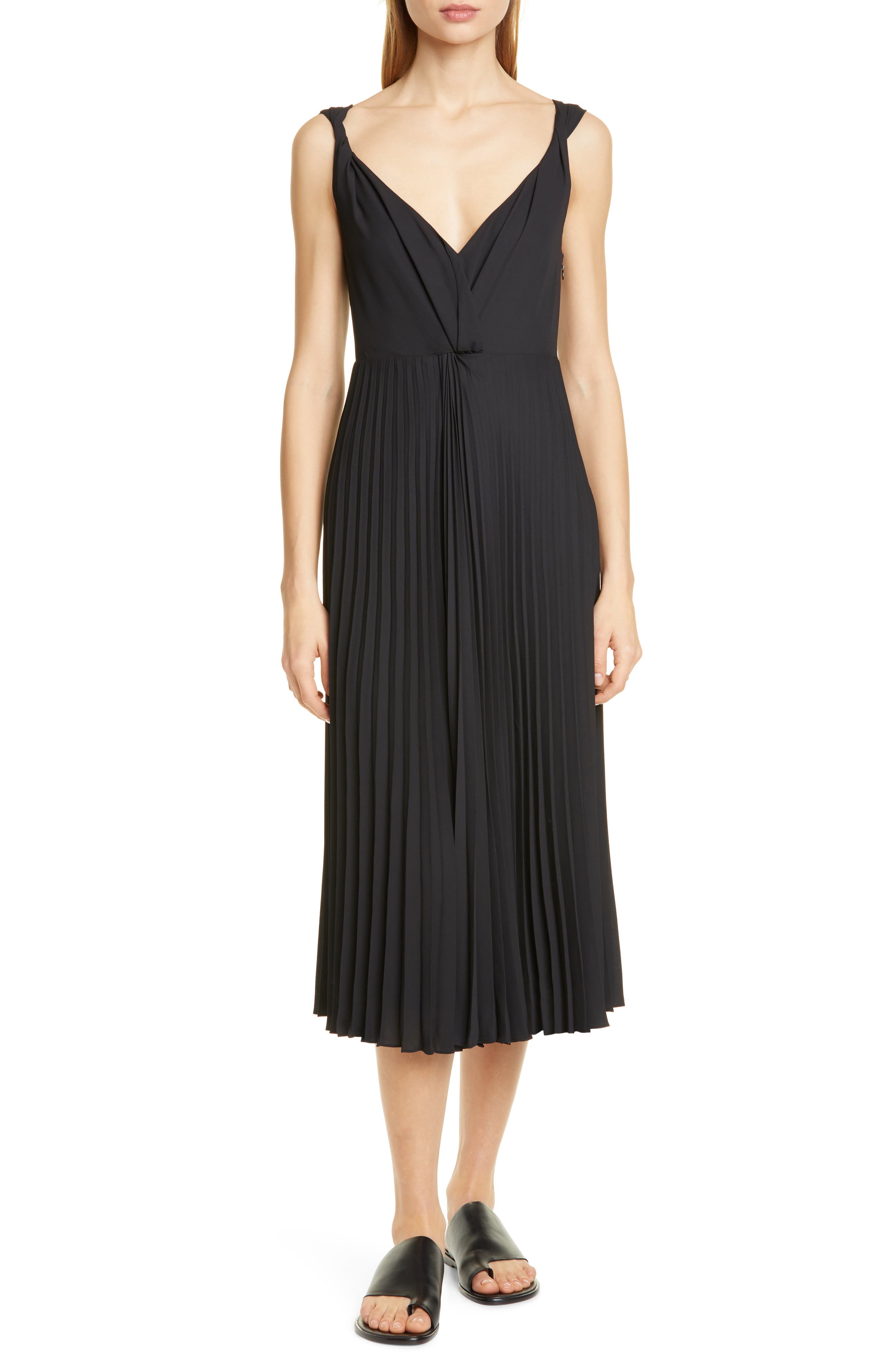 vince pleated midi dress