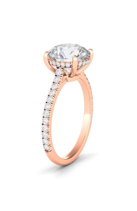 Hautecarat 18k White Gold Round Cut Lab Created Diamond Engagement Ring In 18k Rose Gold