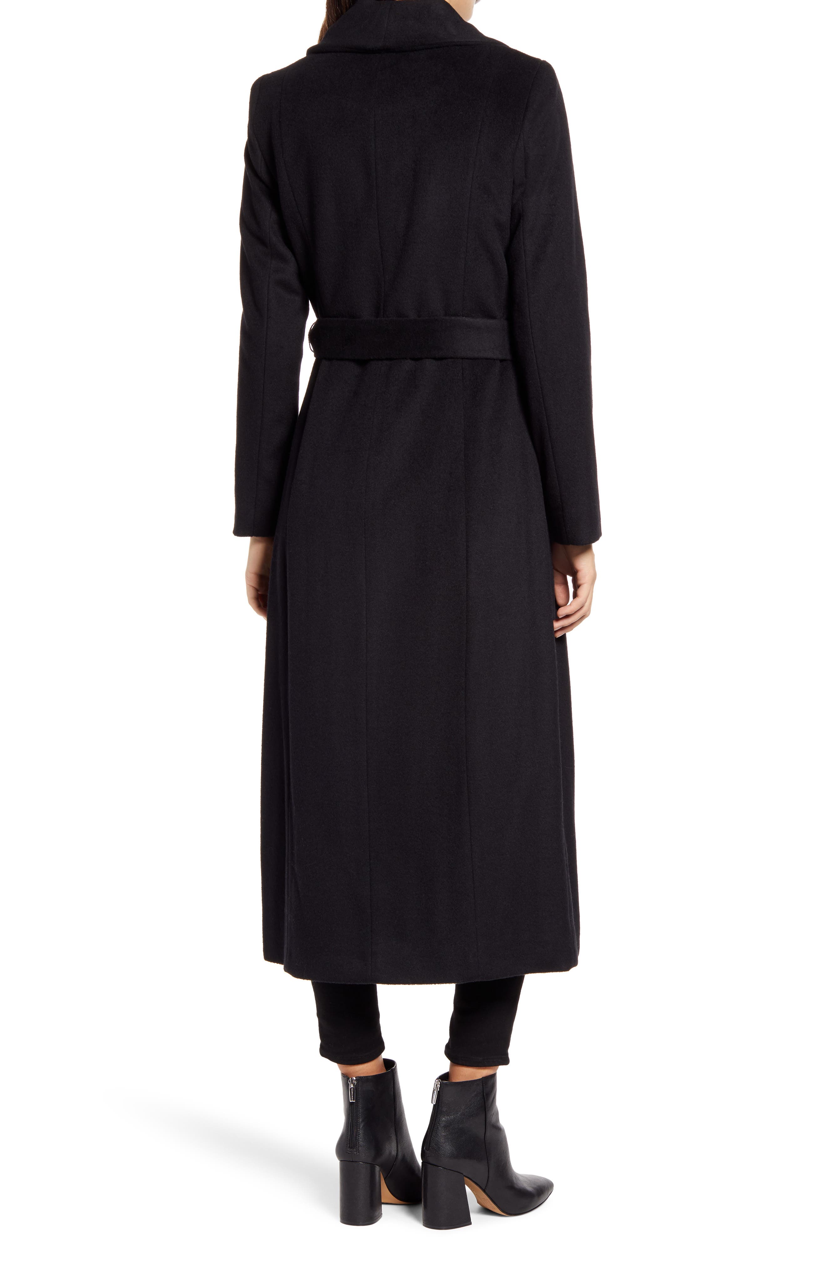 cole haan signature tie waist wool blend wrap coat