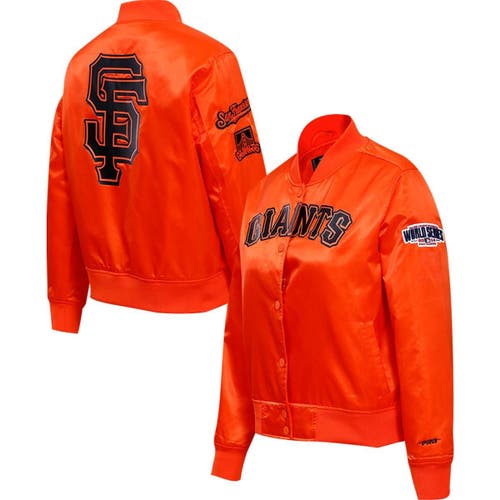 Women's Pro Standard Orange San Francisco Giants Satin Full-Snap Varsity Jacket