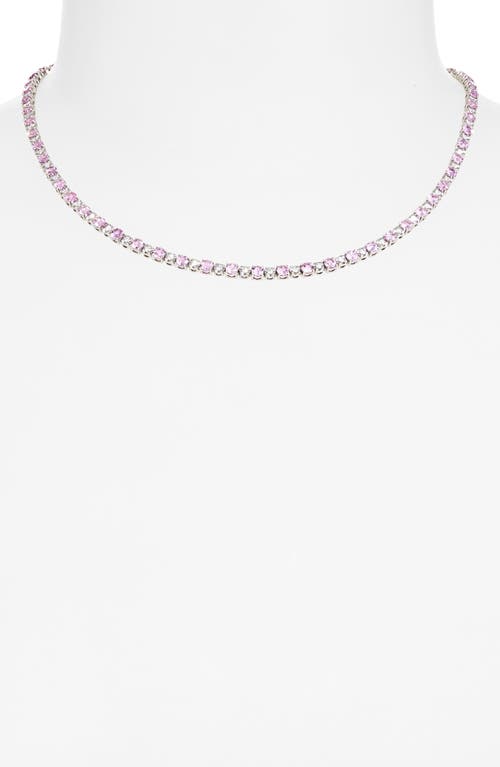 Shop Valani Atelier Pink Sapphire & Diamond Eternity Necklace In White Gold/sapphire/diamond