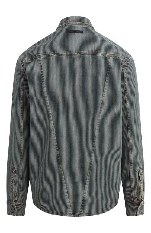 Shop Hudson Jeans Pinstripe Cotton Twill Button-up Shirt In Khaki Road