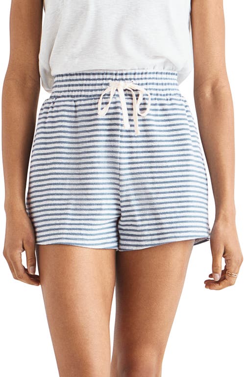 Shop Splendid Bisous Stripe Cotton Blend Knit Shorts In Cerulean/white