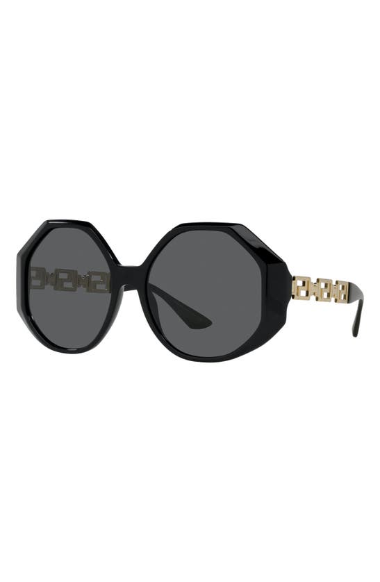 Shop Versace 59mm Round Sunglasses In Black Grey