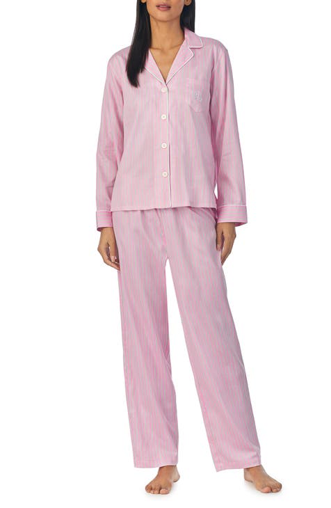 Lauren Ralph Lauren Women's Knit Notch Collar Boxer Shorts Pajama Set -  Macy's