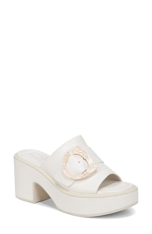 Clara Platform Slide Sandal in Bright White Faux Leather