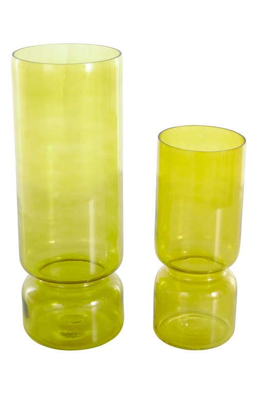 Vivian Lune Home Set Of 2 Glass Vases In Green